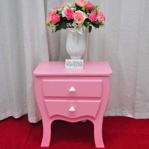 Mesa Bombe Rosa 2 gavetas fake Decoração Pegue e Monte