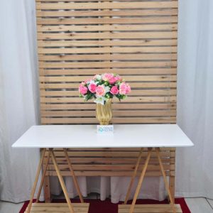 Mesa Cavalete com Painel Ripado Kit Rústico em madeira Decoração Pegue e Monte