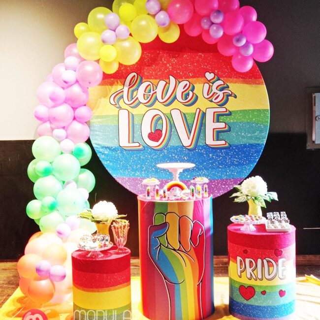 Tema Orgulho LGBT decoração Pegue e Monte Cores do Arco Iris - o Amor não se discute. Se apoia.