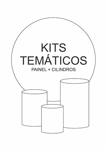 Kits conjuntos decoração Painel 150cm de diâmetro mais cilindros de MDF com capas personalizadas - Modular Festas