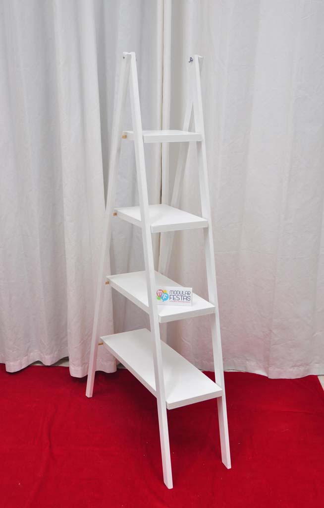 Escada para lembrancinhas branca 4 degraus articulada Decoração Pegue e Monte