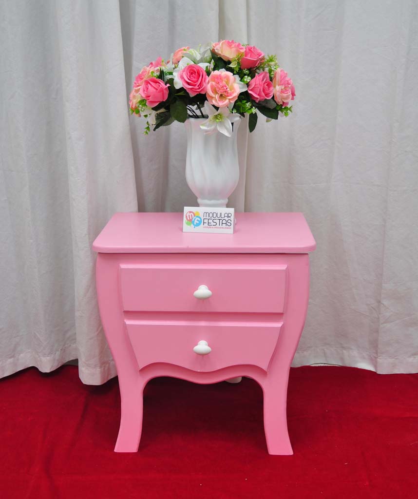 Mesa Bombe Rosa 2 gavetas fake Decoração Pegue e Monte