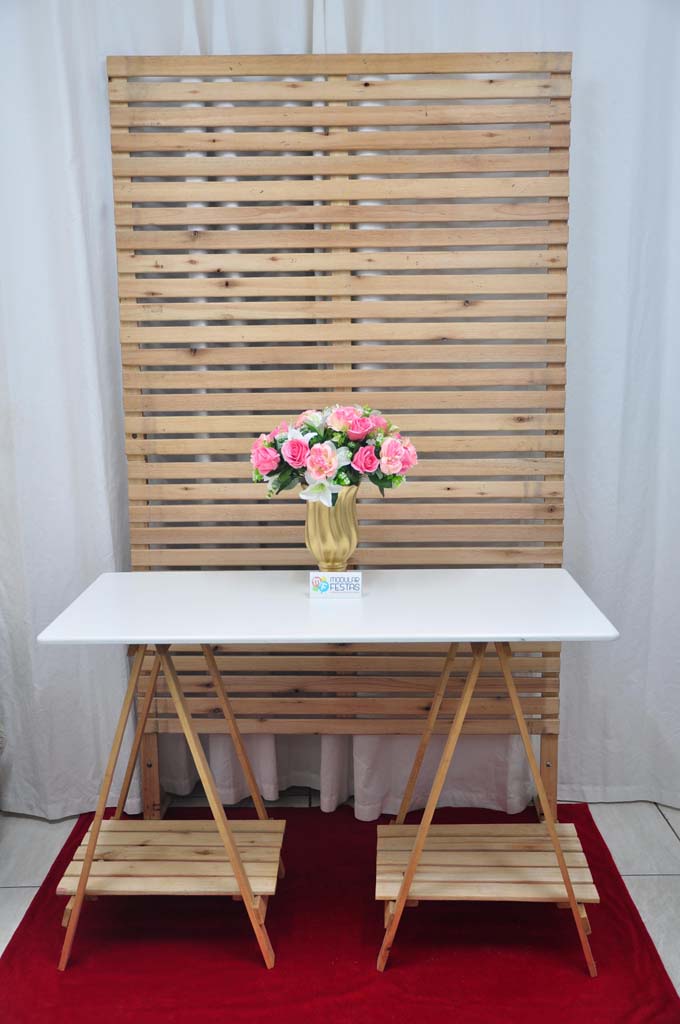Mesa Cavalete com Painel Ripado Kit Rústico em madeira Decoração Pegue e Monte