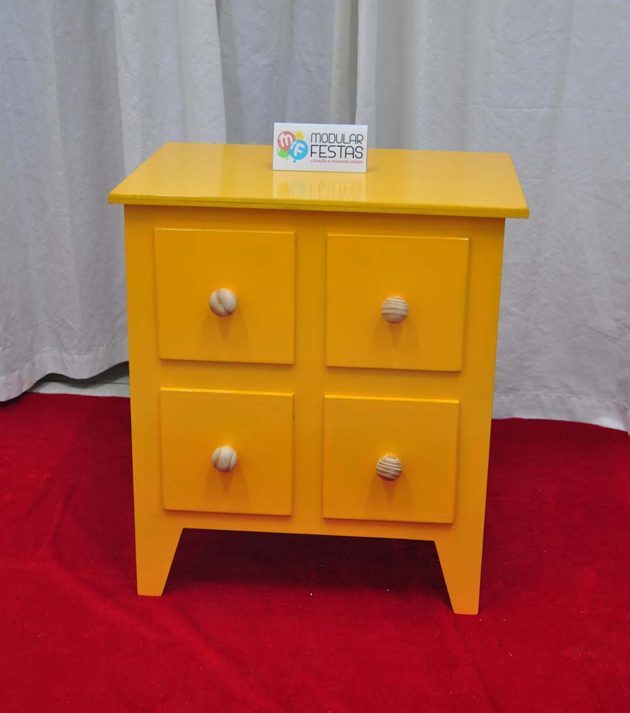 Cômoda amarela 4 gavetas fake Decoração Pegue e Monte