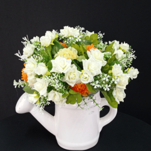 Buquês Permanentes Decorativos - Botões Pequenos Branco, amarelo e Laranja